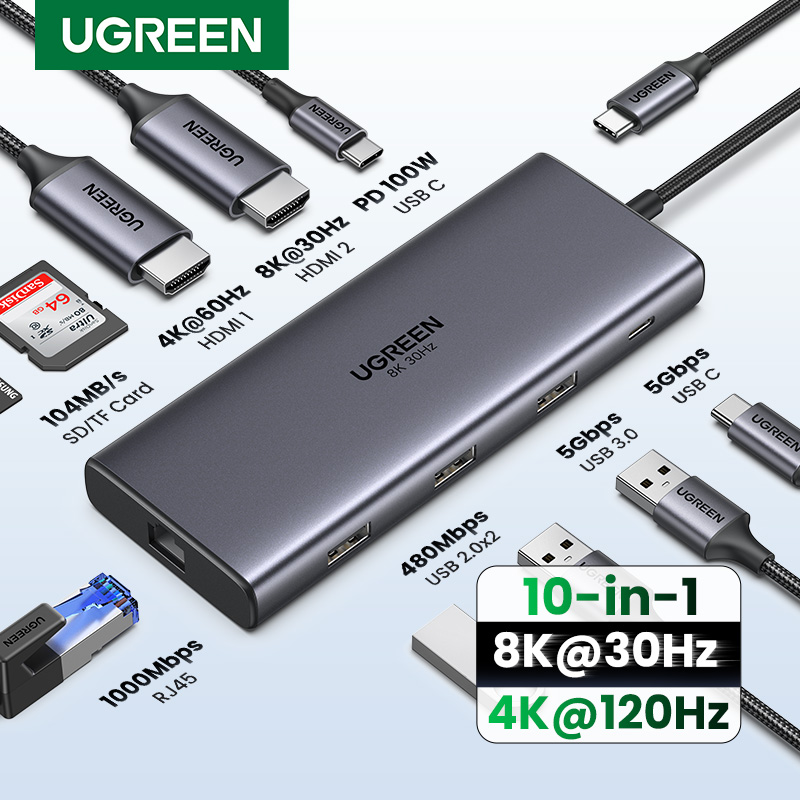 Home Office For Mac - UGREEN Dual HDMI USB-C HUB 8K
