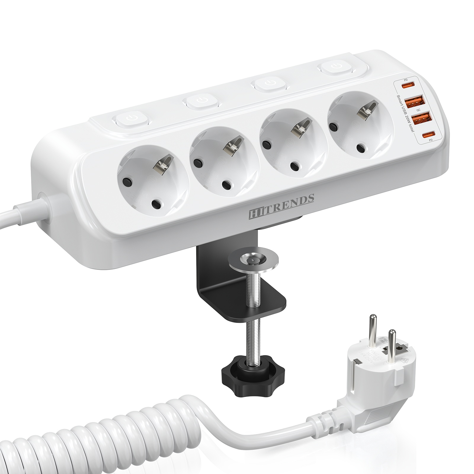 Power Strip Desk - Enchufe de Esquina Multifuncional 8 en