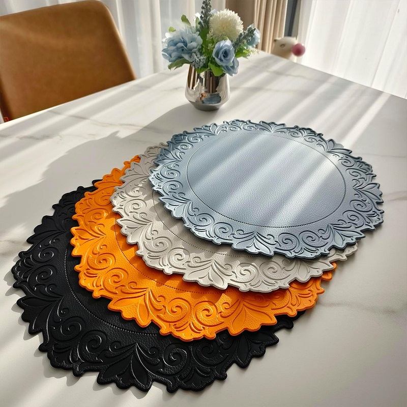 Desk Mat Leather - Manteles individuales redondos de piel sintética