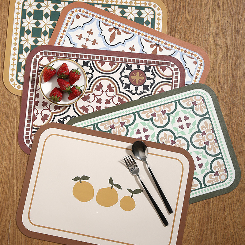 Desk Mat Leather - Mantel Individual Retro americano resistente al